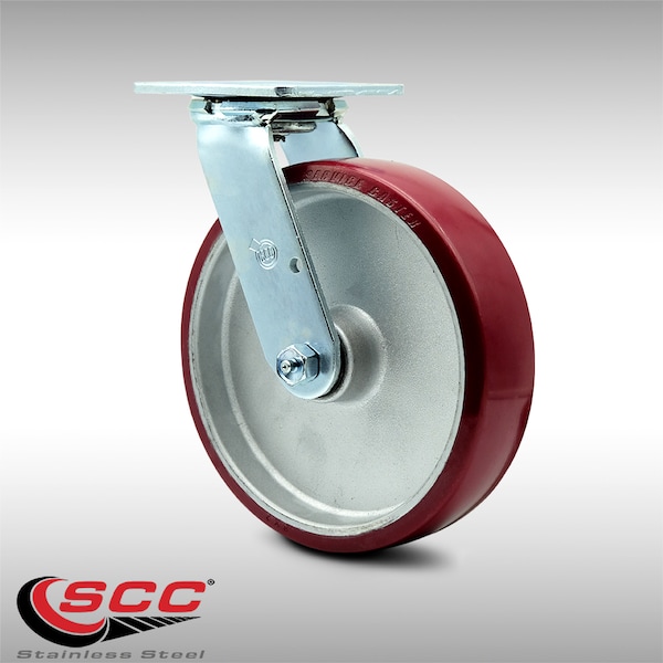 8 Inch Stainless Steel Poly on Aluminum Wheel Swivel Caster with Ball Bearing